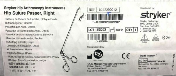 STRYKER 0242200012 Surgical Orthopedic 4mm Right Hip Suture Passer 024200-012 - - Image 3